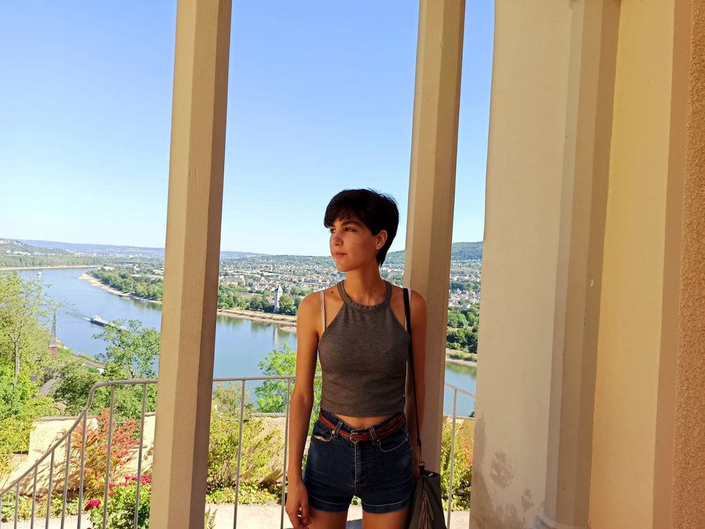 Irene Pellini with a large river in the background