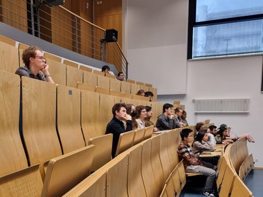 Matter to Life students in the lecture hall of the University of Göttingen