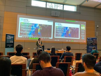 Frauke Gräter gives a presentation for Matter to Life students