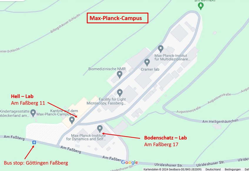 Map with directions to the Fellow Laboratories on the Max Planck Campus in Göttingen