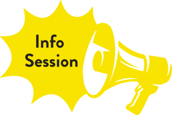 Graphic of a megaphone announcing an information event