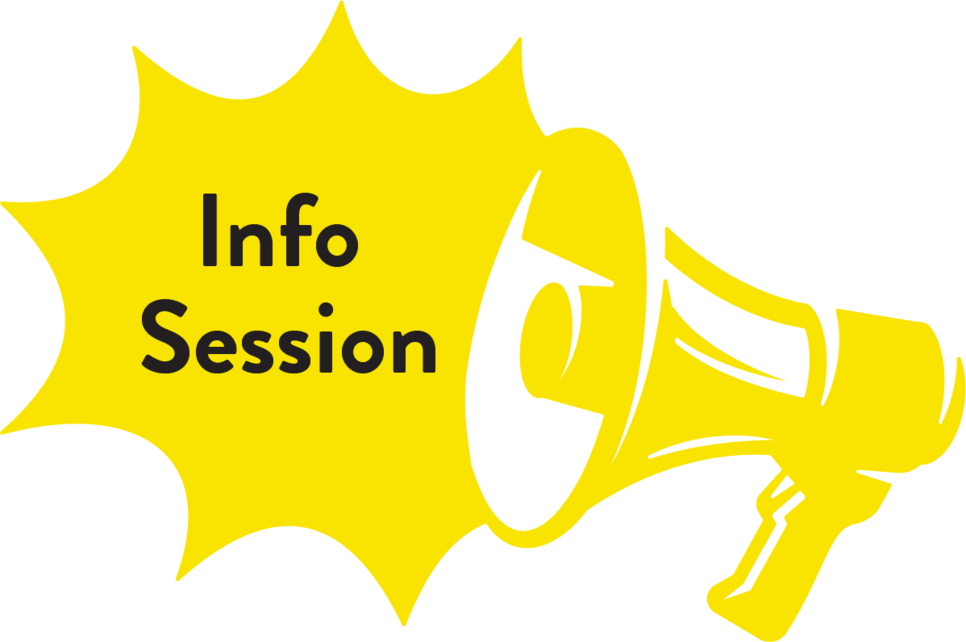 Graphic of a megaphone announcing an information event