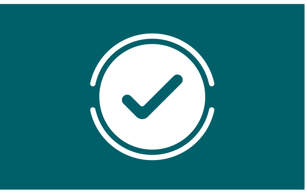 Check mark icon, dark turquoise background