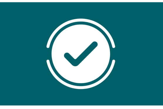 Check mark icon, dark turquoise background