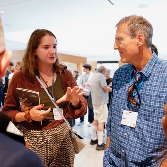 One-on-one conversations with Nobel Laureates were at the heart of the Lindau meeting - moments that may have opened up new perspectives Matter to Life PhD candidate Polina and Nobel Prize Winner Craig Mellow engaged in conversation